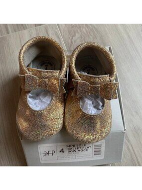 Freshly Picked Gold Pyrite Sparkle Bow Ballet Moccs